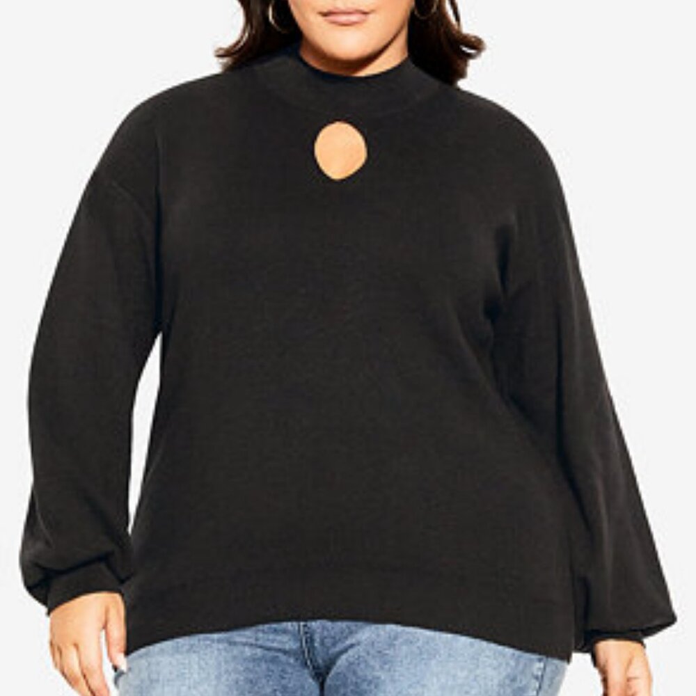 🖤 City Chic Black Keyhole Sweater- Size XXS (US 14) 🖤